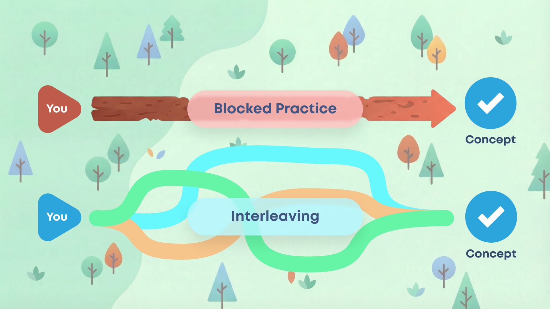 The difference between interleaving and blocked practice