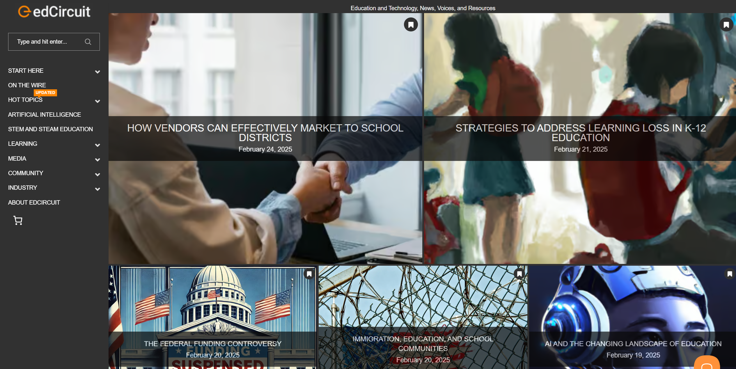 Screenshot from EdCircuit displaying recent posts.