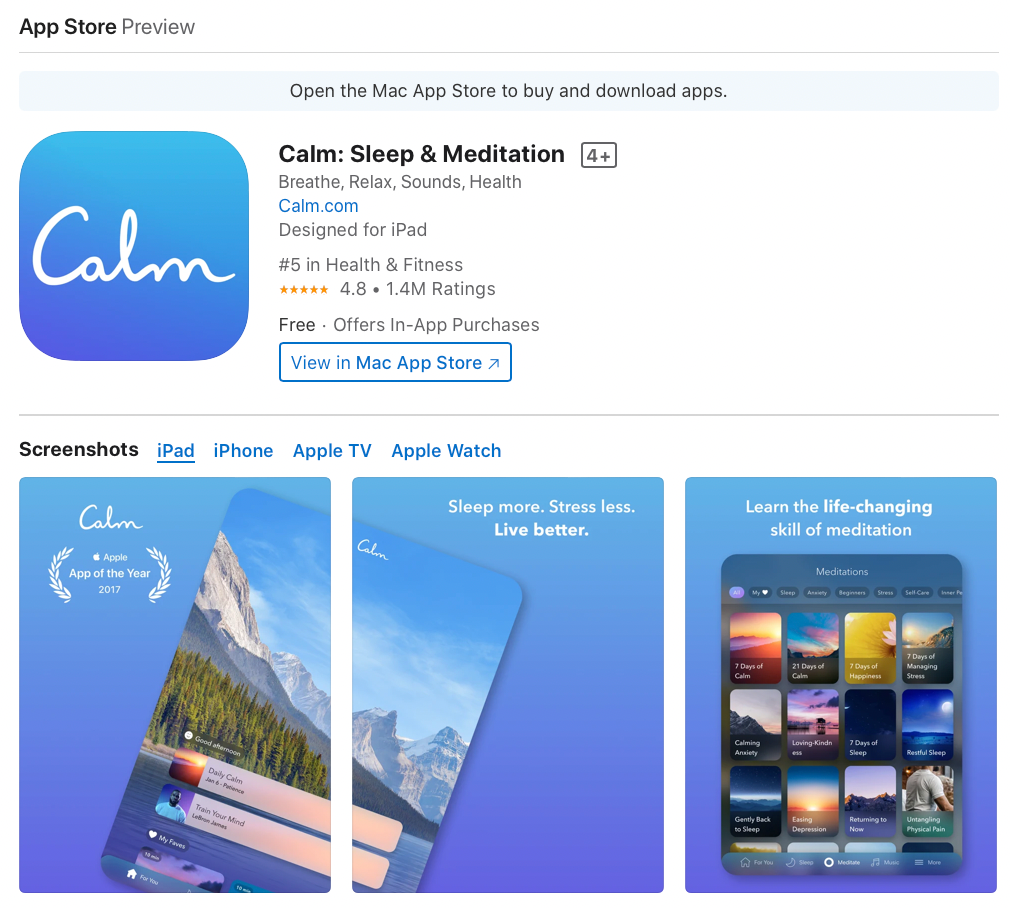 Mindset apps for medical students; App Store screenshot
